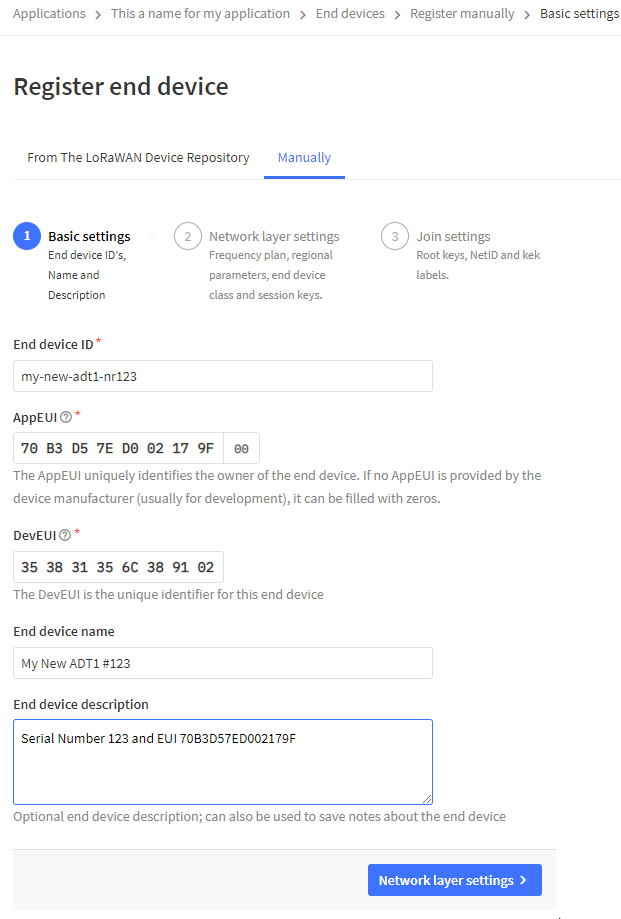 TTN V3 Add a Device 2