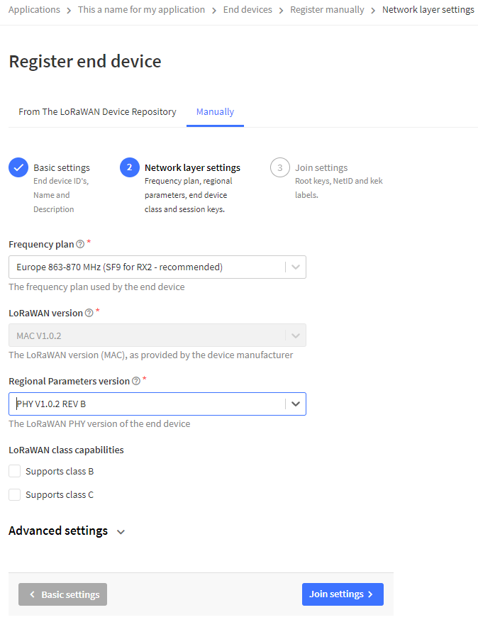 TTN V3 Add a Device 3