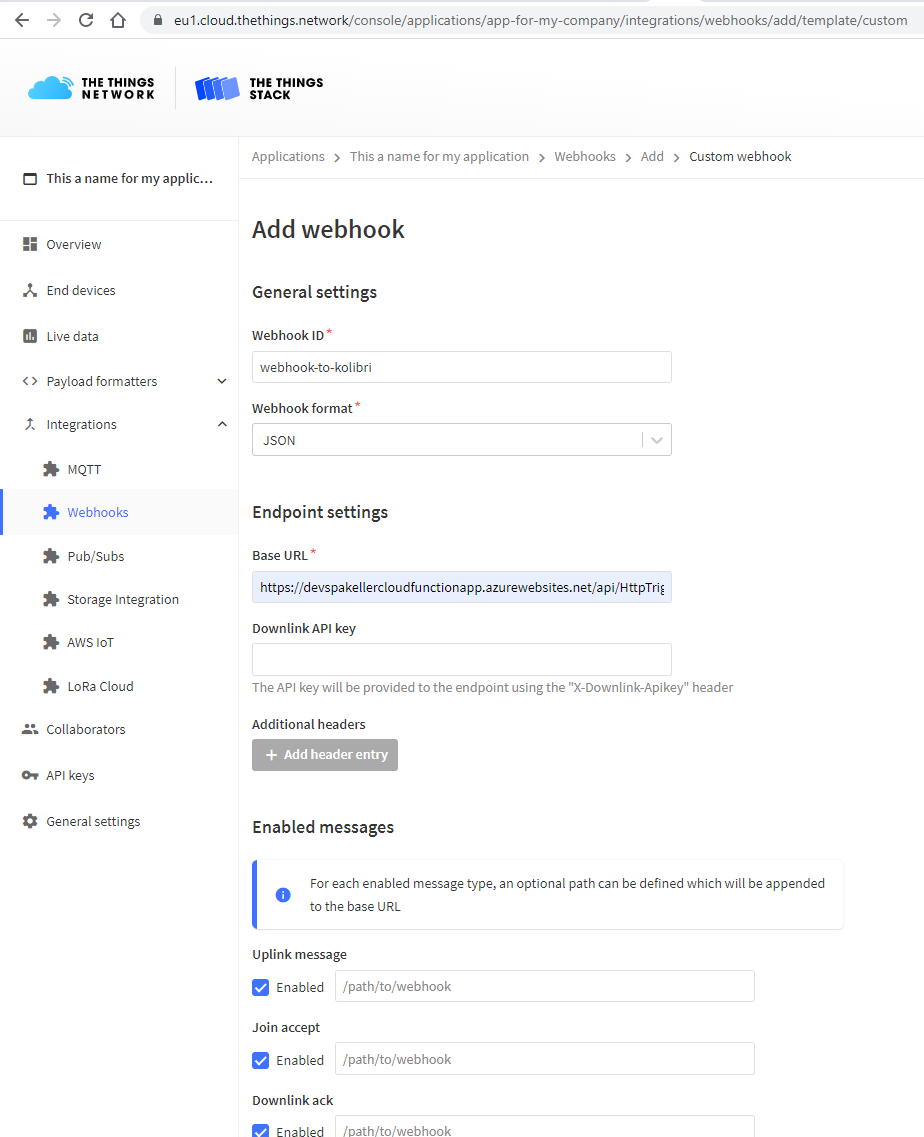 TTN V3 Webhook Integration