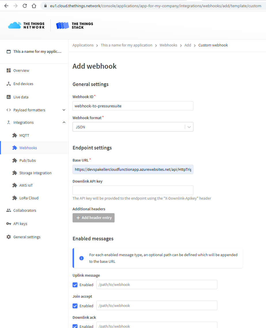 TTN V3 Webhook Integration