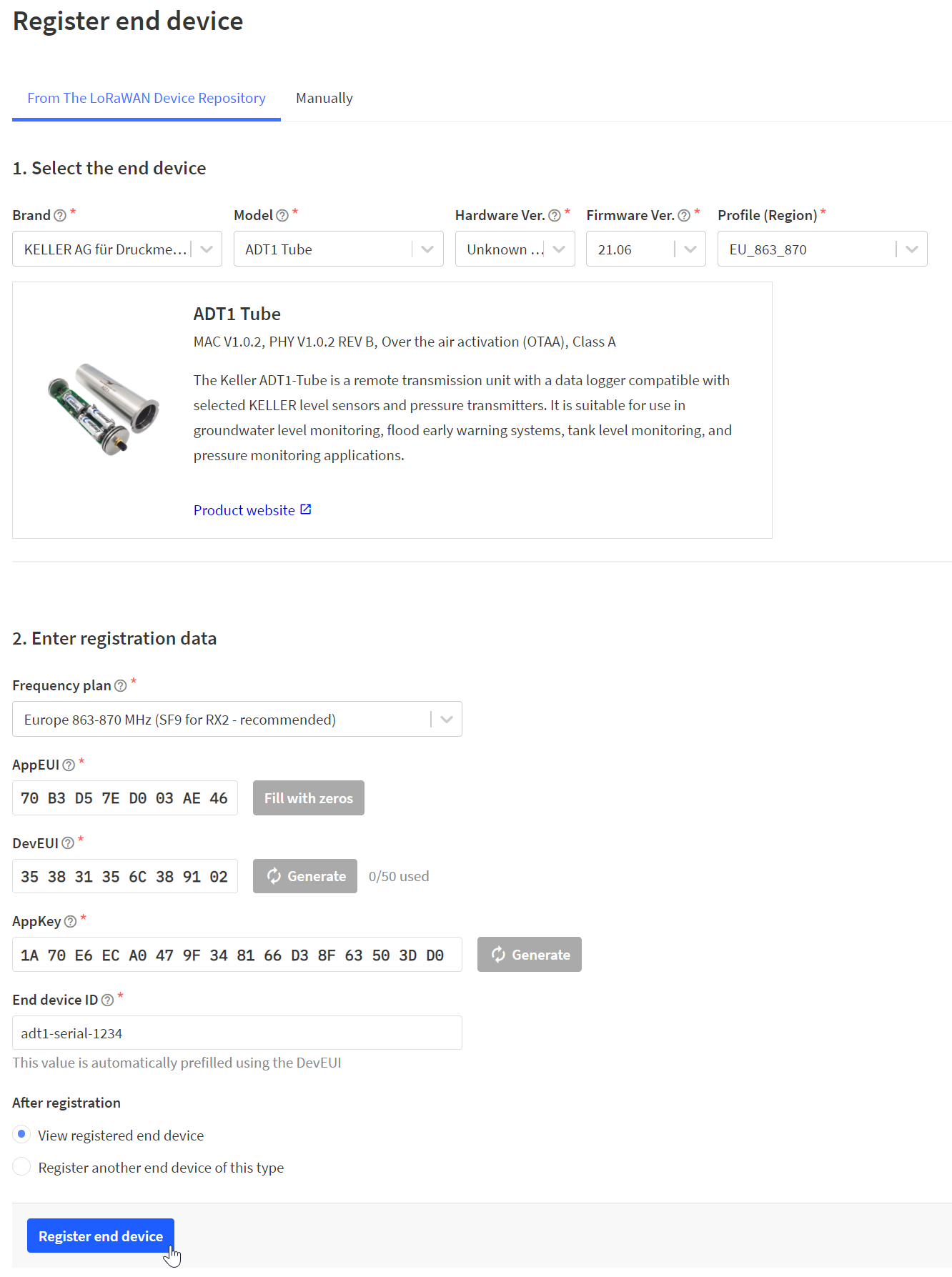 TTN V3 Add a Device 4